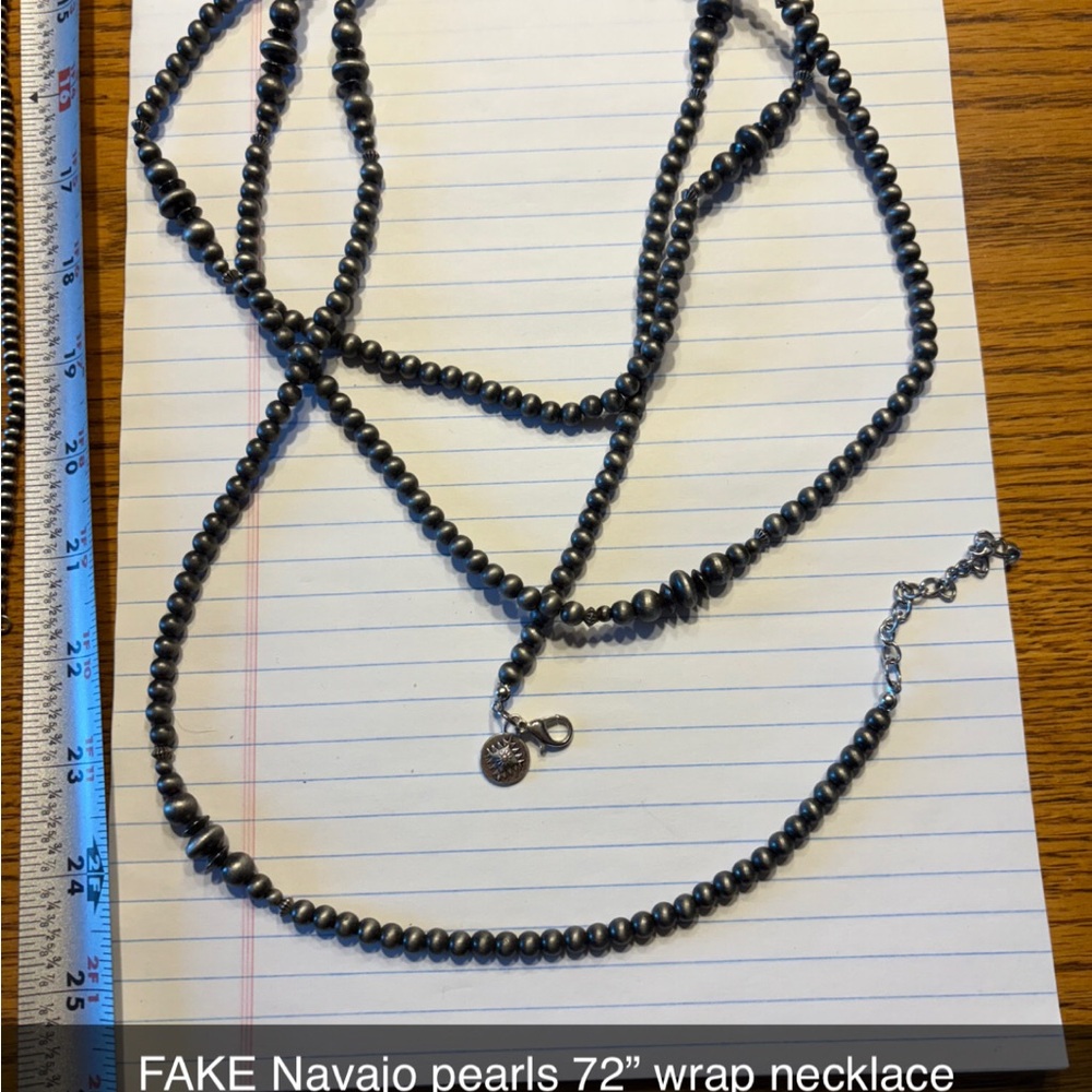 Faux Navajo Pearl extra long wrap necklace 72 inches